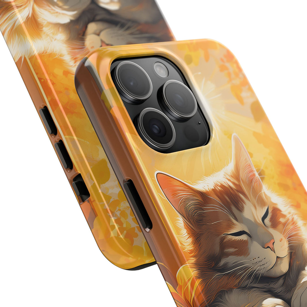 Sunlit Cat Tough Phone Case – Warmth and Protection in One