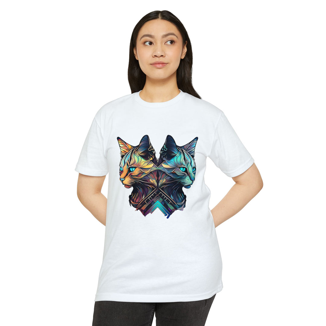 Dual Cat Fusion Art Top - Vibrant Unisex Apparel