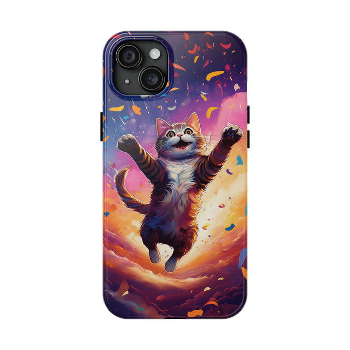 Celebration Cat Tough Phone Case – Bold Protection with a Burst of Fun