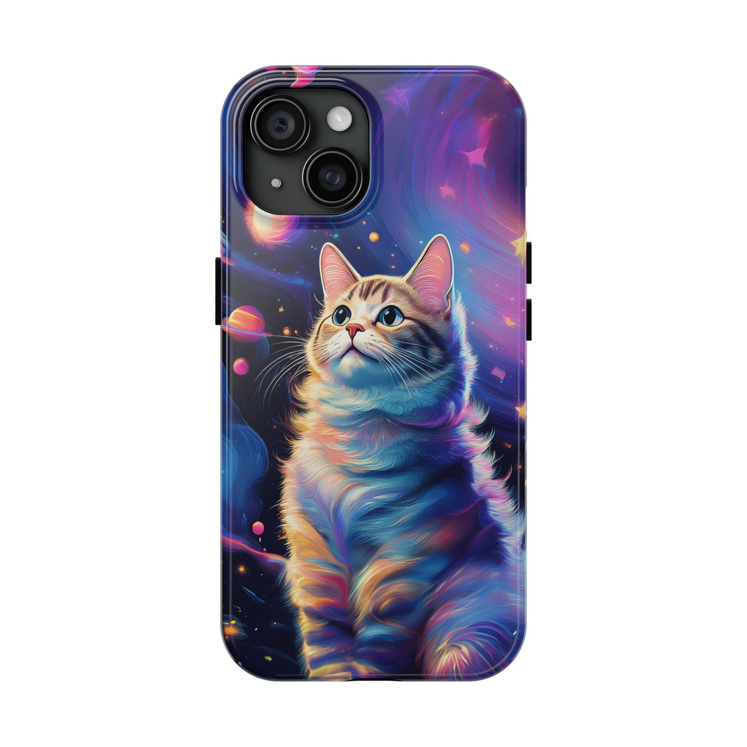 Cosmic Cat Tough Phone Case – Stellar Protection for Your Device