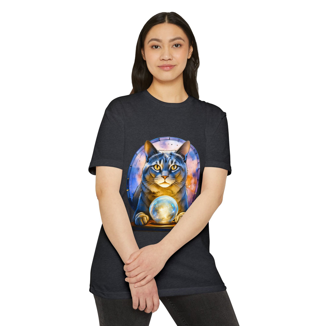 Mystical Cat with Crystal Ball Shirt - Enigmatic Feline Charm