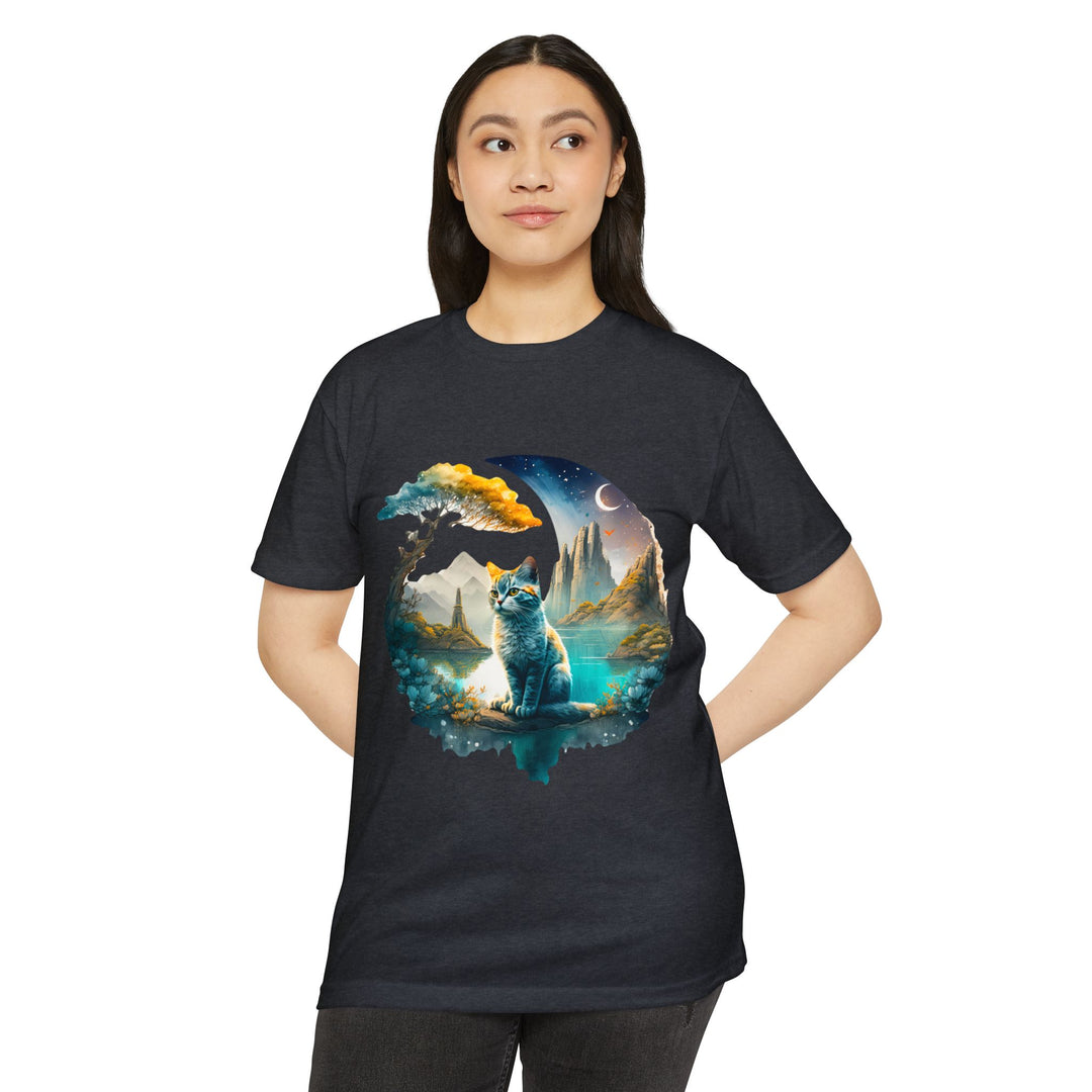 Celestial Watch Cat Top - Unisex Mystical Scenery T-Shirt