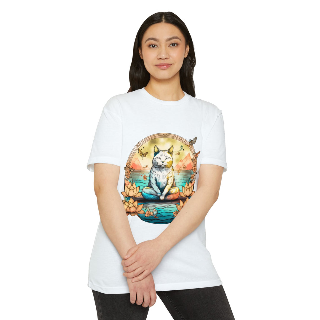 Zen Cat T-Shirt - Tranquil Lotus Meditation