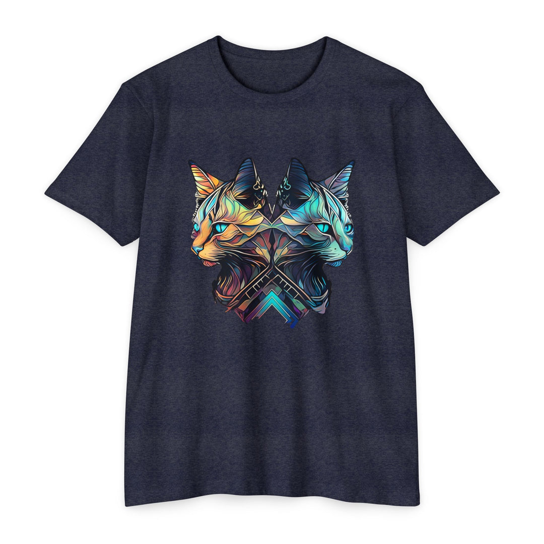 Dual Cat Fusion Art Top - Vibrant Unisex Apparel