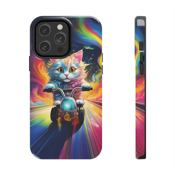 Motorbike Cat Tough Phone Case – Bold Protection with a Dash of Adventure