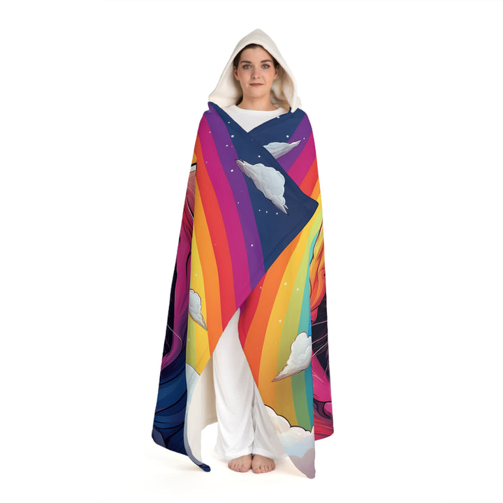 Rainbow Dreams Hooded Sherpa Fleece Blanket