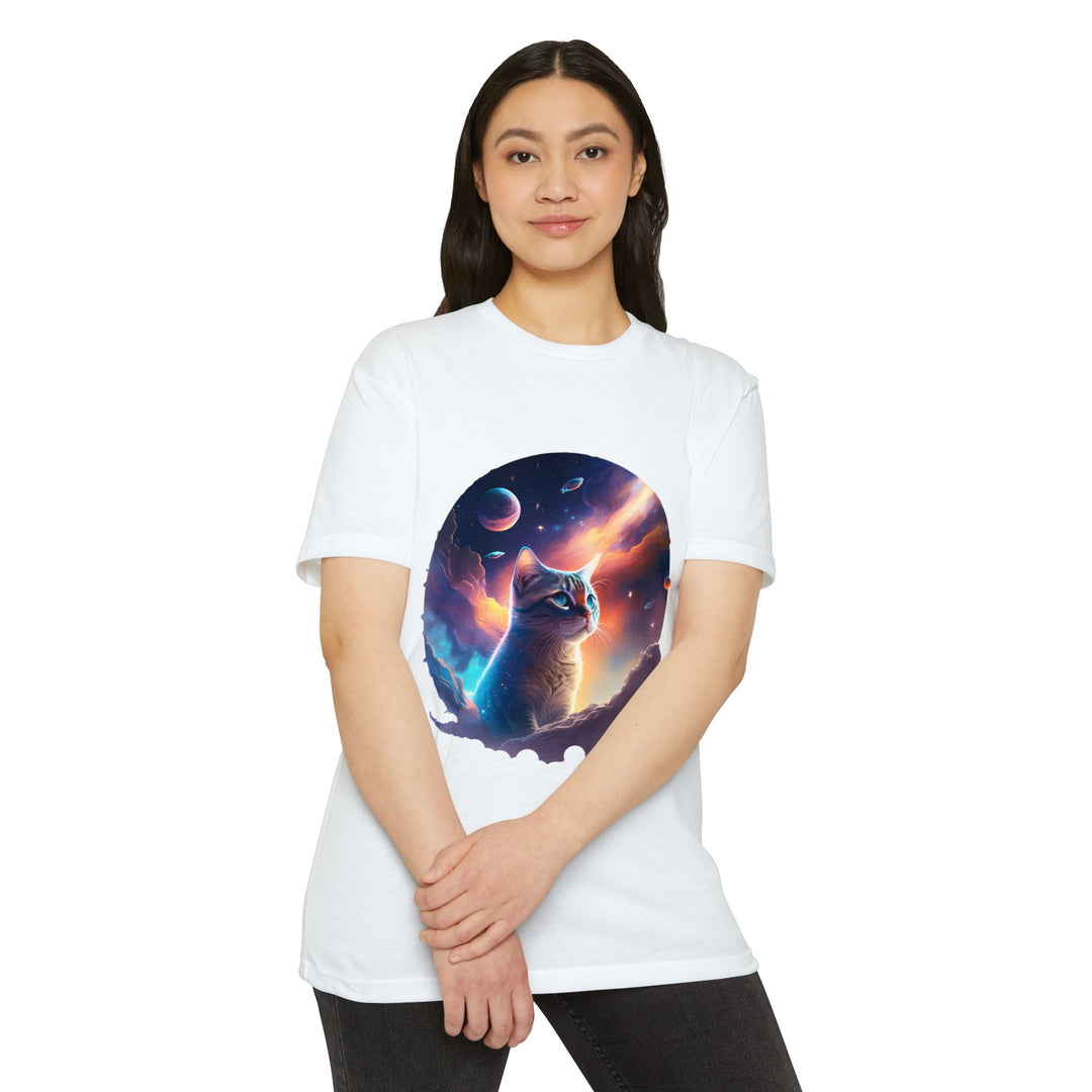 Galactic Cat Gaze Shirt - Celestial Wonders Design