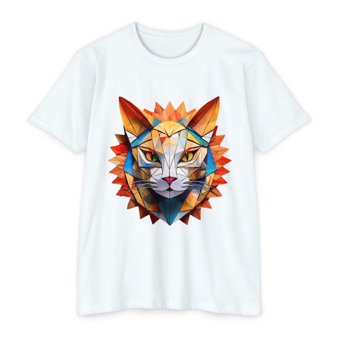 Geometric Feline T-Shirt - Modern Cat Art