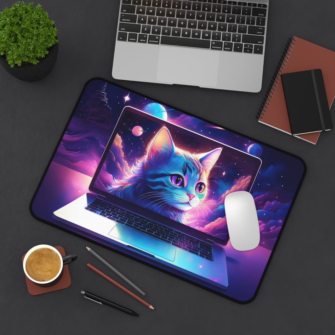 Cosmic Cat Desk Mat – Elevate Your Workspace with Stellar Style