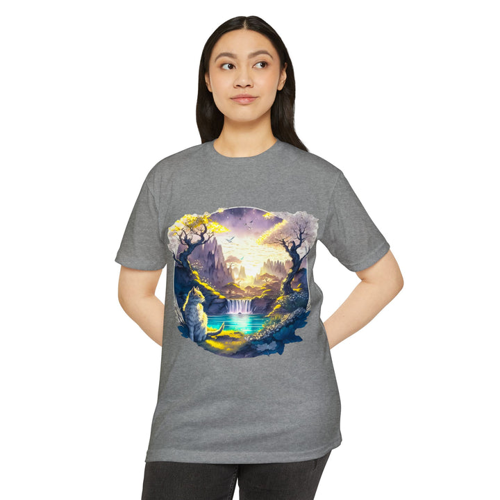 Mystical Realm Cat Top- Unisex Fantasy Landscape T-Shirt