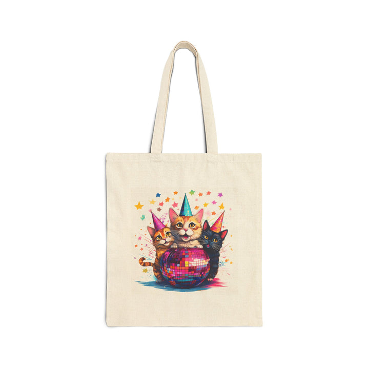 Disco Kittens Cotton Canvas Tote Bag – A Fun & Festive Essential