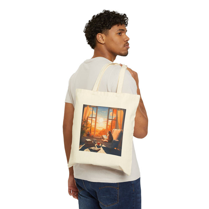 Sunset Serenity Cotton Canvas Tote Bag – Cozy, Charming & Made for Relaxation