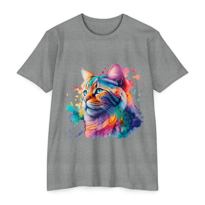 Vibrant Feline Elegance Shirt - Watercolor Cat Art