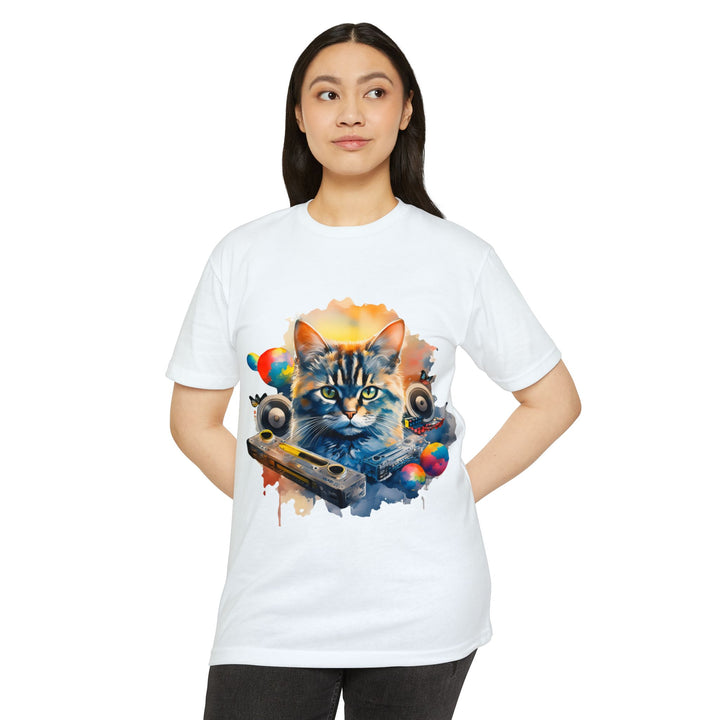 Retro Beats Feline Top - Stylish Unisex T-Shirt