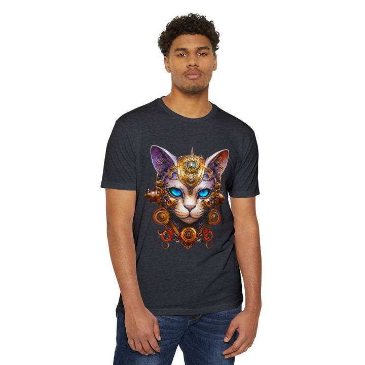 Steampunk Feline Majesty Top - Mechanical Cat Artistry