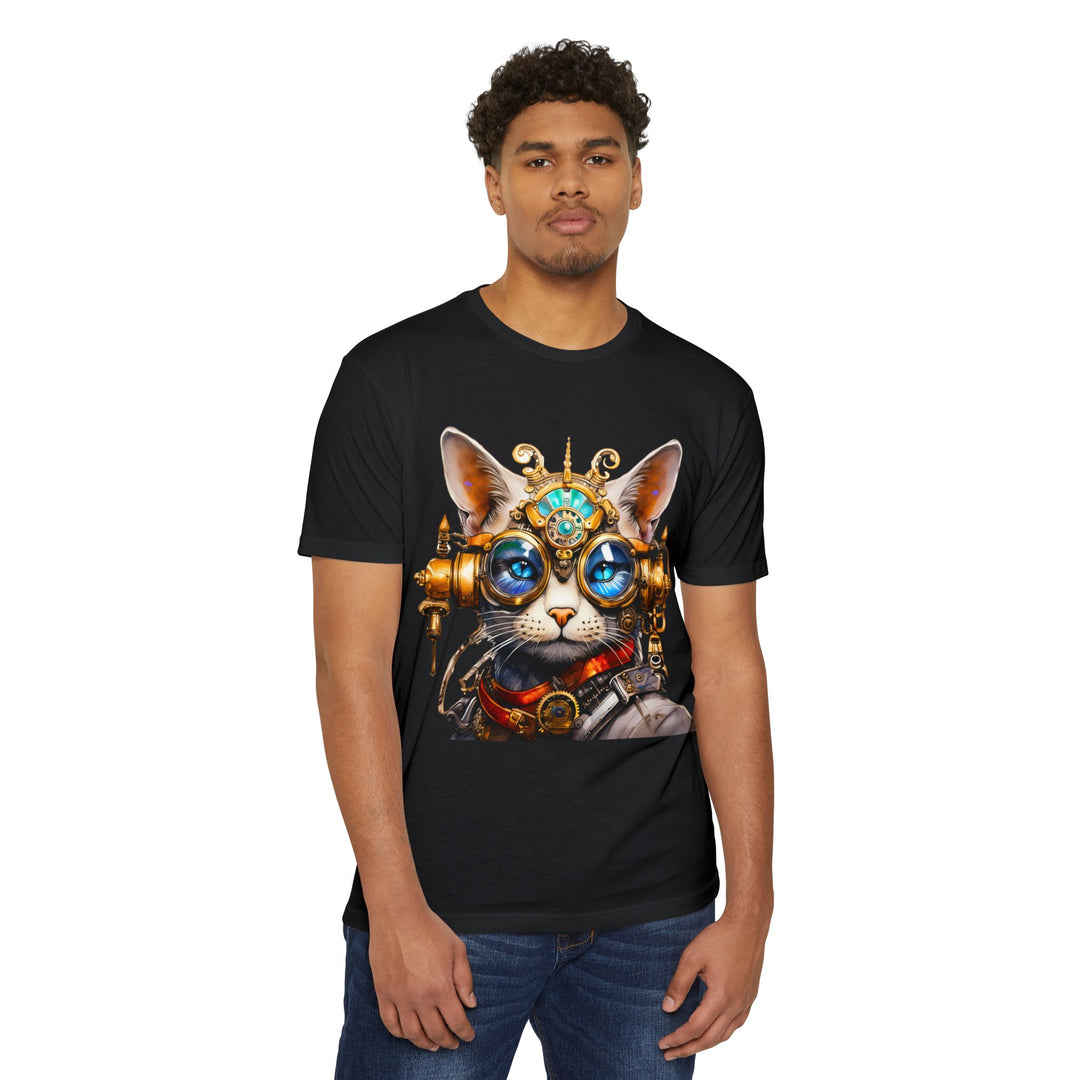 Steampunk Cat Art Shirt - Mechanical Feline Fantasy