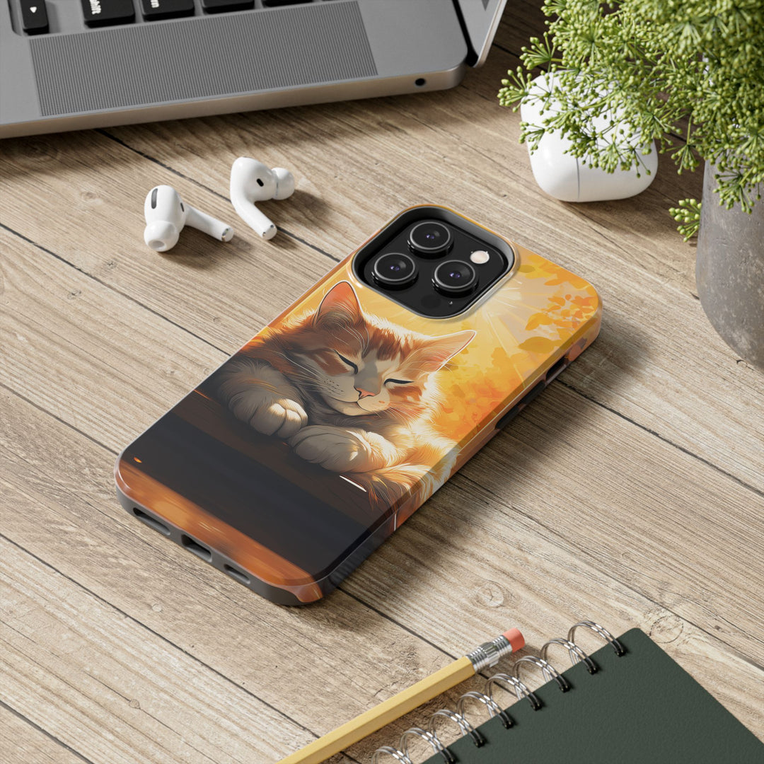 Sunlit Cat Tough Phone Case – Warmth and Protection in One