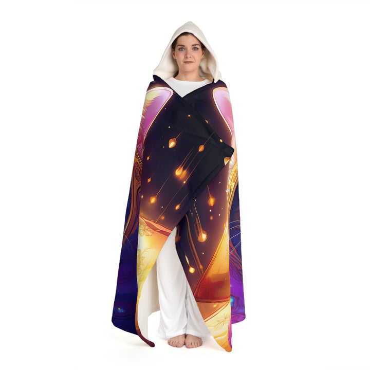 Regal Feline Majesty Hooded Sherpa Fleece Blanket