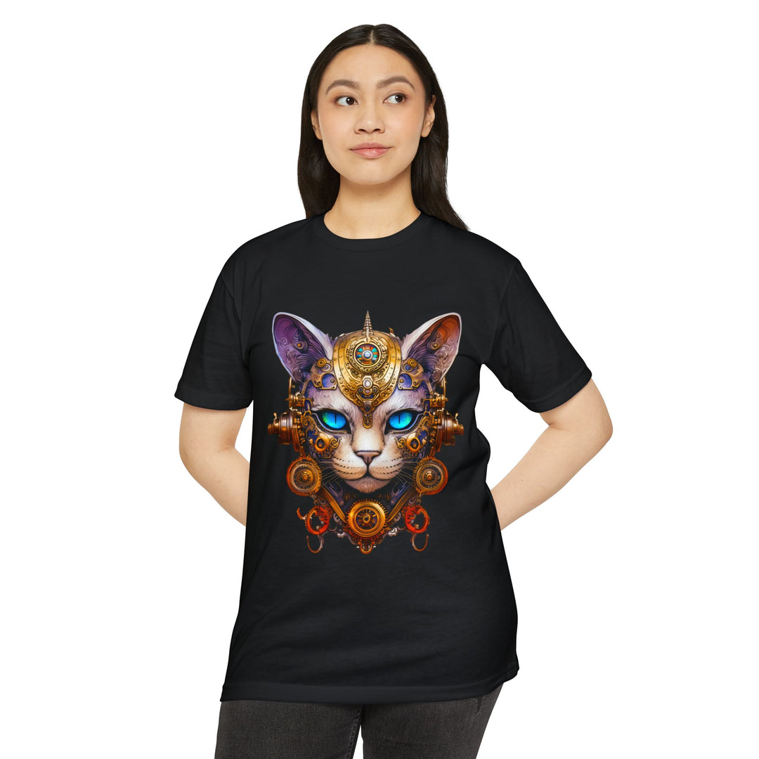 Steampunk Feline Majesty Top - Mechanical Cat Artistry