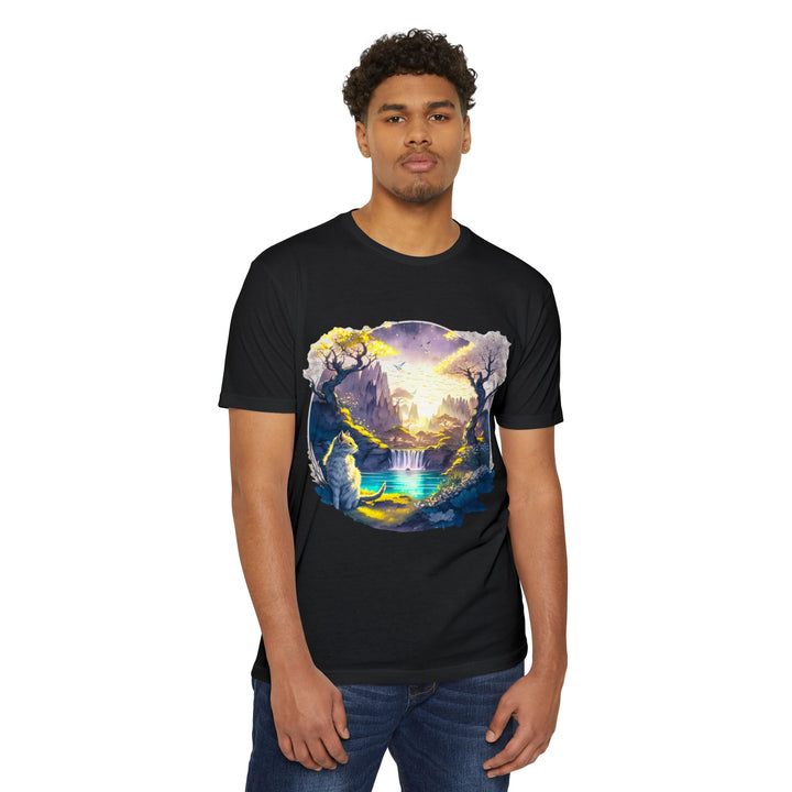 Mystical Realm Cat Top- Unisex Fantasy Landscape T-Shirt