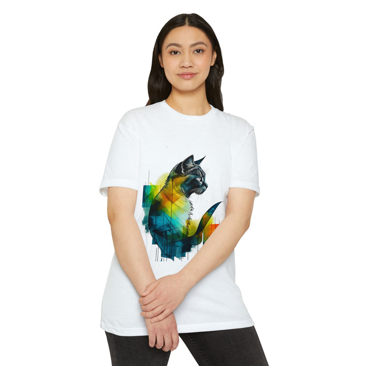 Spectral Cat Silhouette Top - Unisex Abstract Art T-Shirt