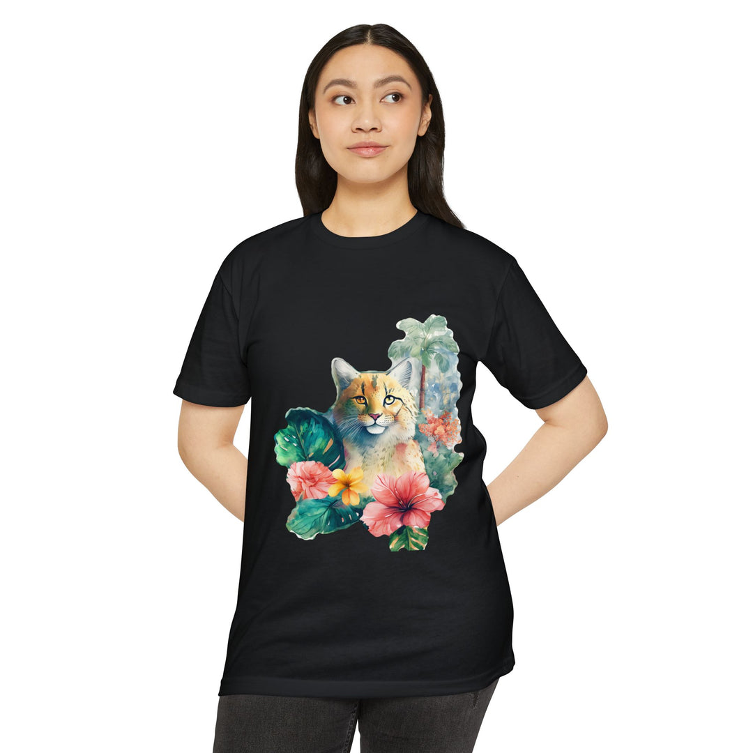 Tropical Feline Paradise Shirt - Exotic Cat in Floral Bliss