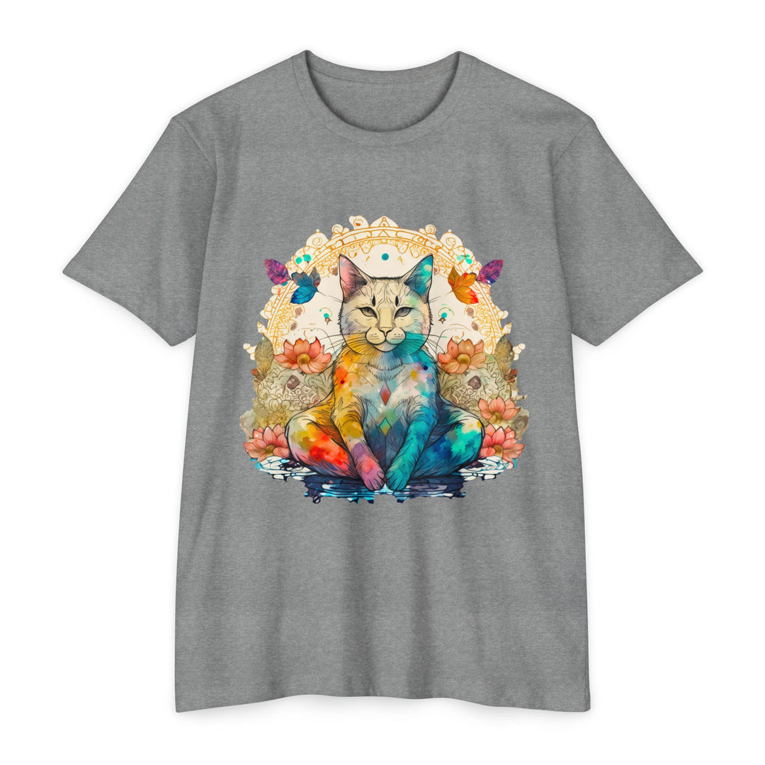 Rainbow Zen Cat T-Shirt - Colorful Meditation