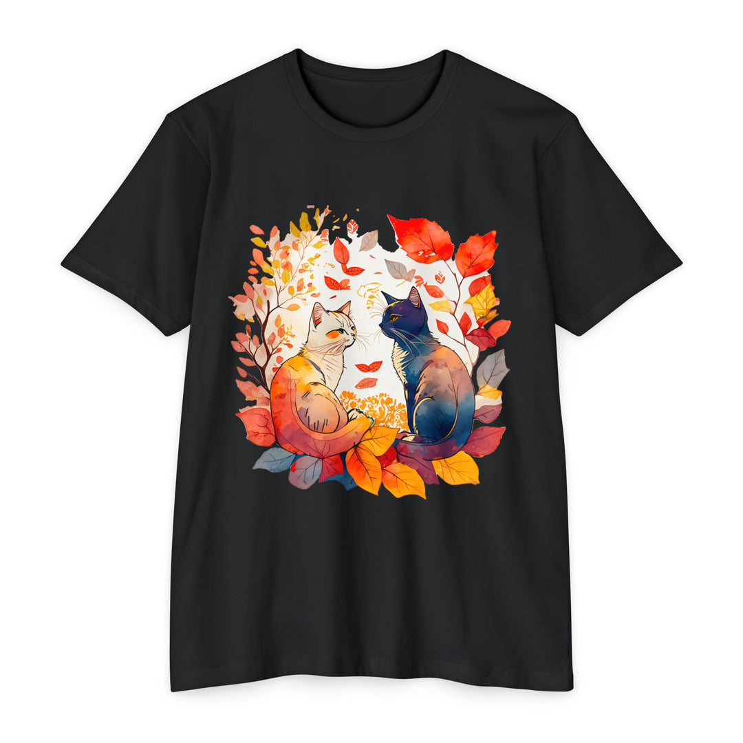 Autumn Whispers Cats Top - Unisex Fall Foliage T-Shirt