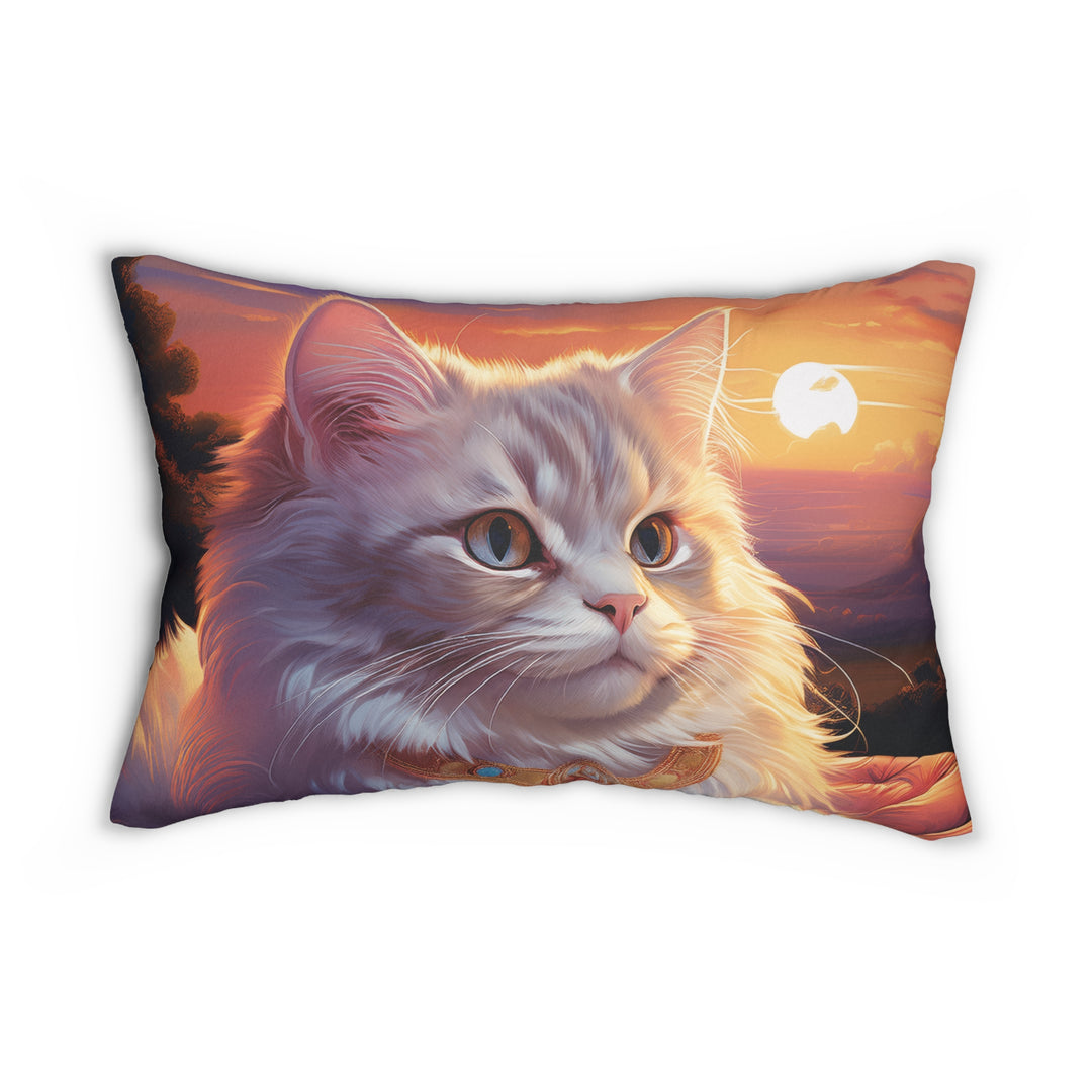 Serene Sunset Cat Lumbar Pillow – A Touch of Tranquility for Your Home