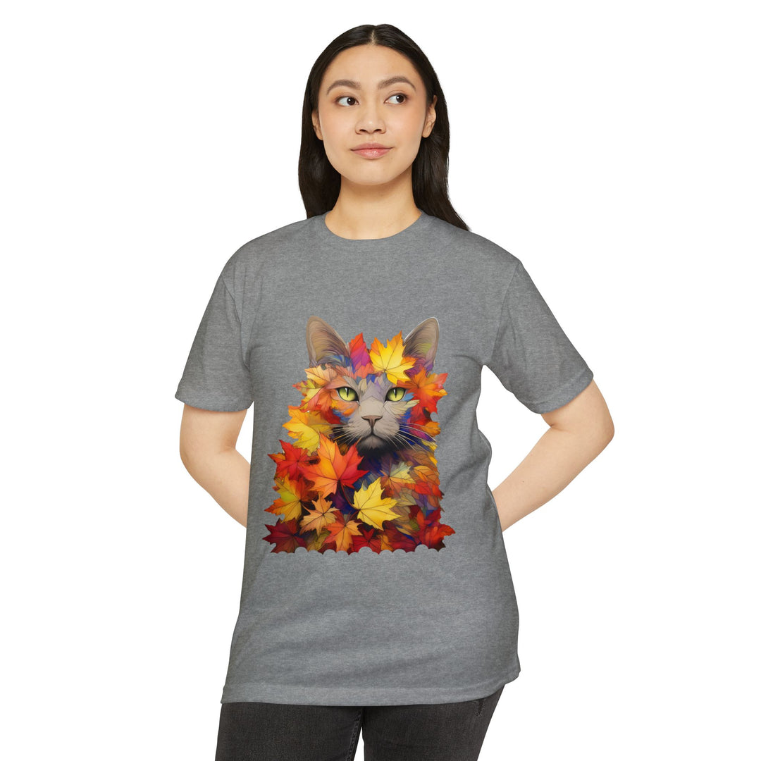 Autumnal Elegance Top - Mystical Feline in Fall Foliage