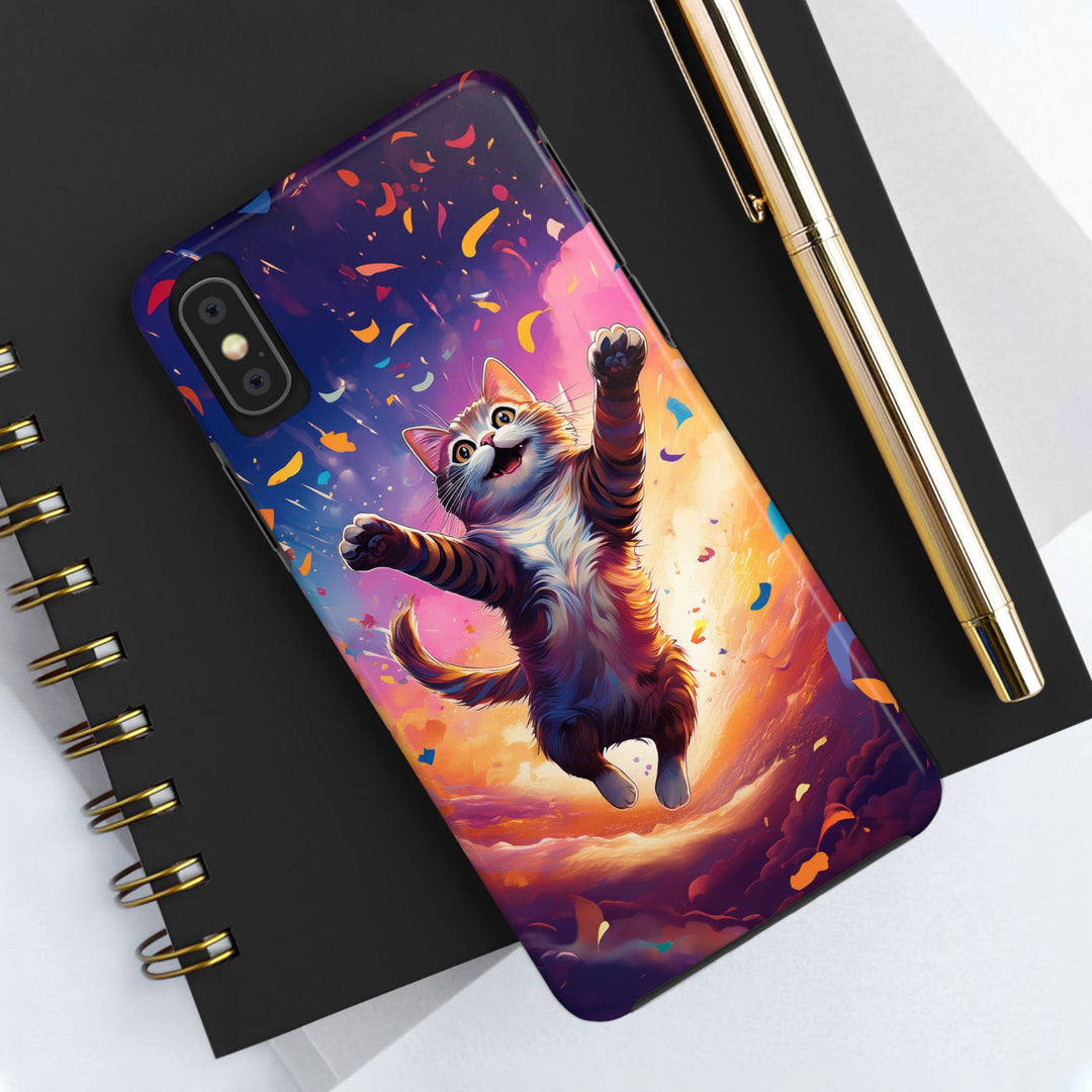 Celebration Cat Tough Phone Case – Bold Protection with a Burst of Fun