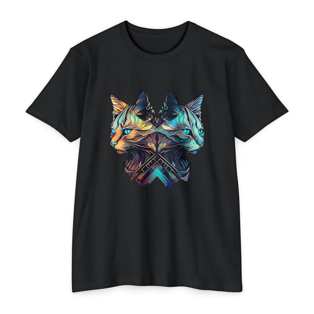 Dual Cat Fusion Art Top - Vibrant Unisex Apparel