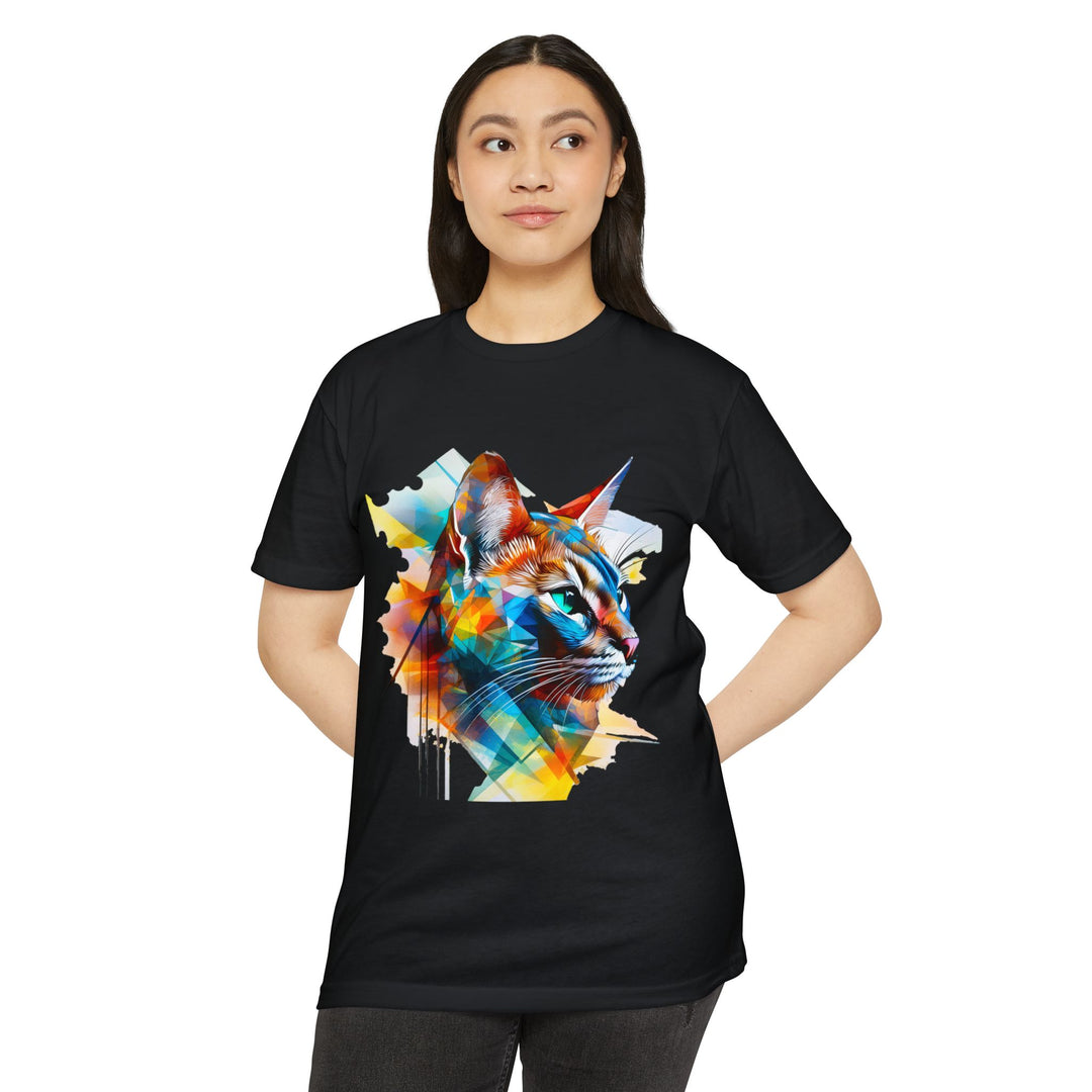 Kaleidoscope Vision Cat Top - Unisex Geometric Art T-Shirt