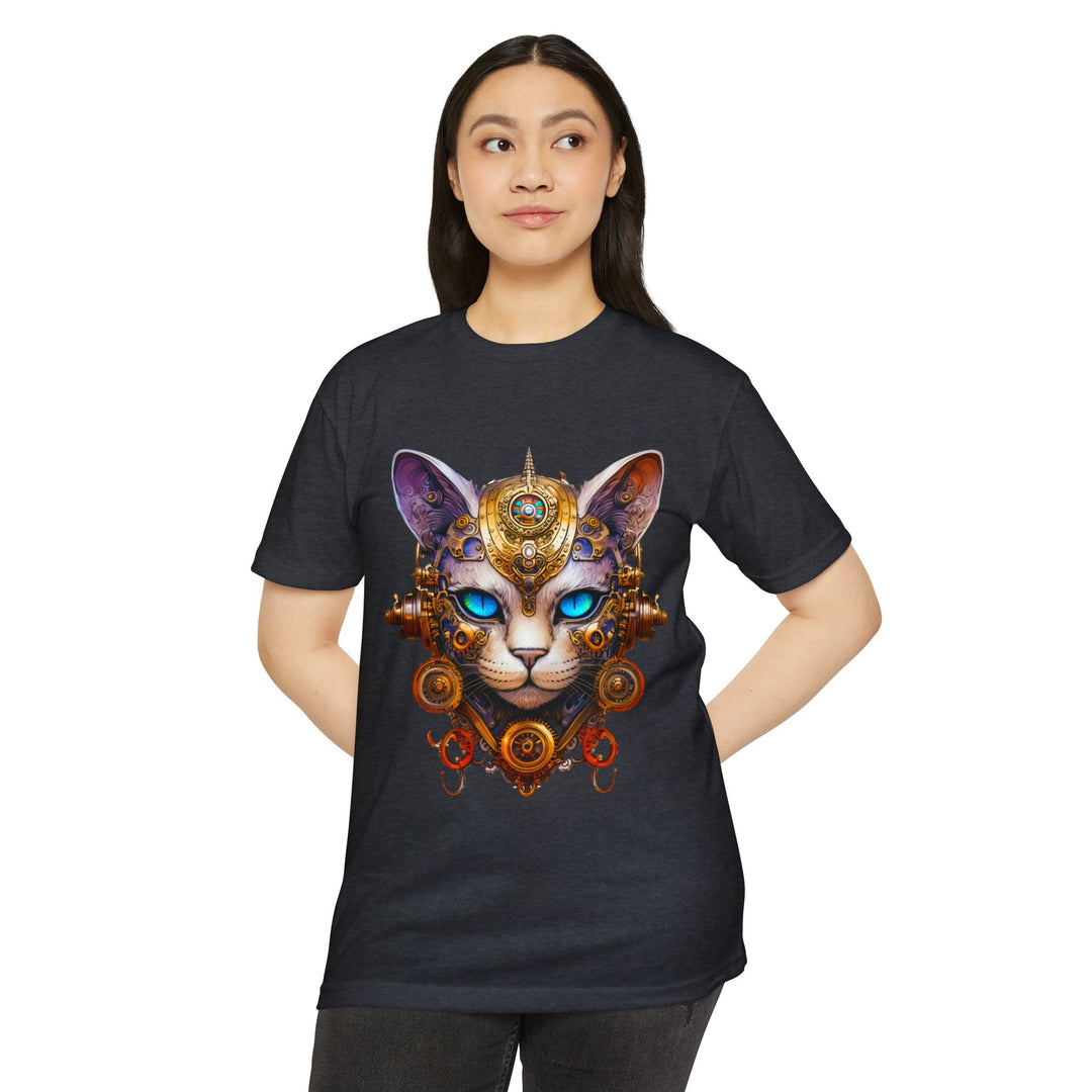 Steampunk Feline Majesty Top - Mechanical Cat Artistry