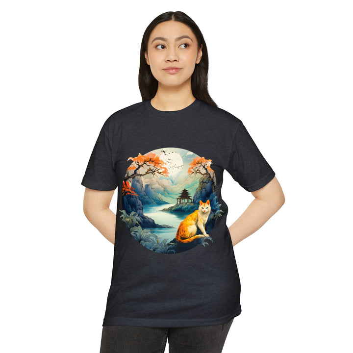 Eastern Mystique Cat Top - Unisex Scenic Landscape T-Shirt