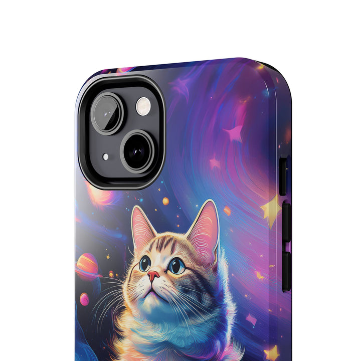 Cosmic Cat Tough Phone Case – Stellar Protection for Your Device