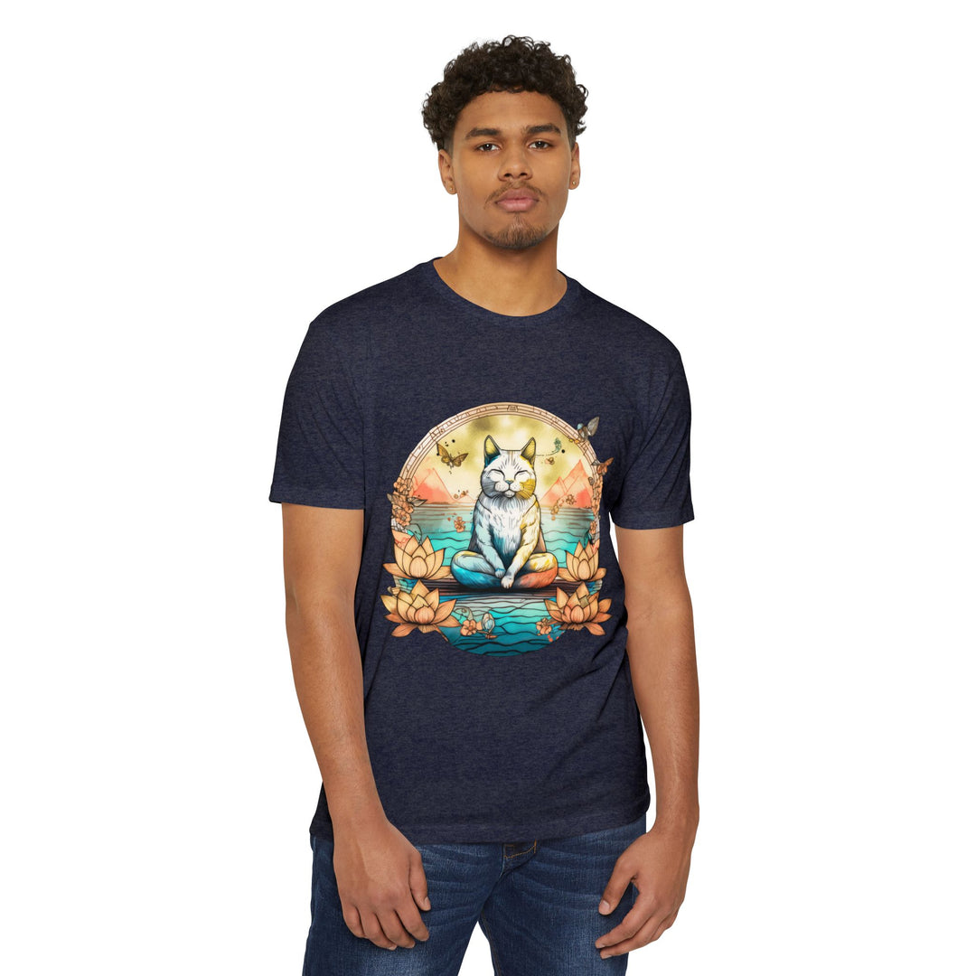 Zen Cat T-Shirt - Tranquil Lotus Meditation