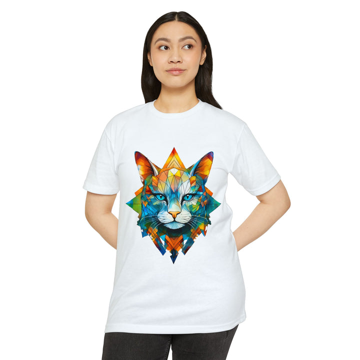 Geometric Prism Cat Top - Unisex Artistic Expression T-Shirt