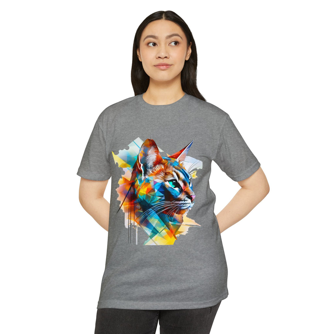 Kaleidoscope Vision Cat Top - Unisex Geometric Art T-Shirt