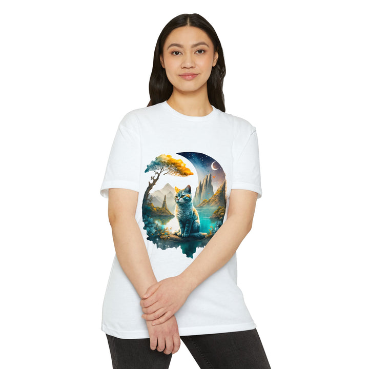 Celestial Watch Cat Top - Unisex Mystical Scenery T-Shirt