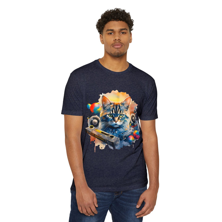 Retro Beats Feline Top - Stylish Unisex T-Shirt