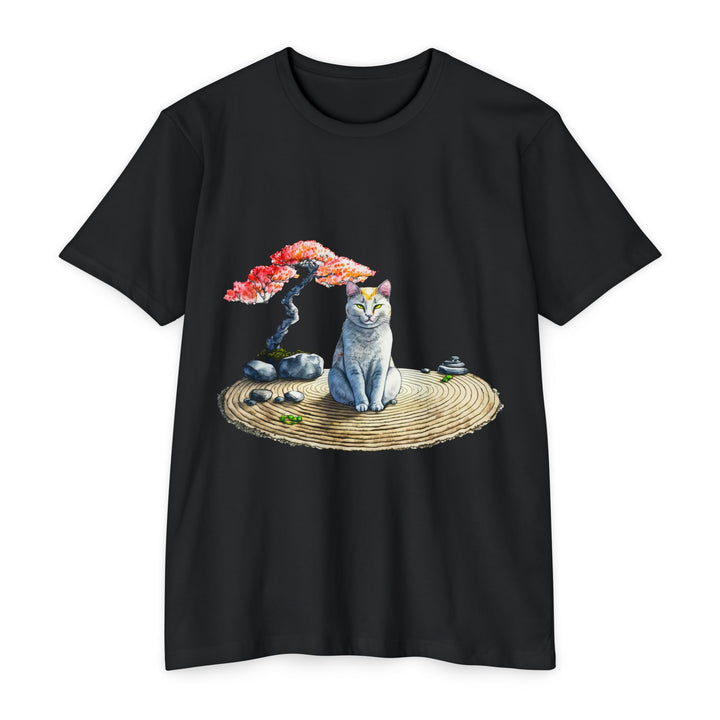 Peaceful Zen Garden Cat Shirt - Serene Feline Art Design