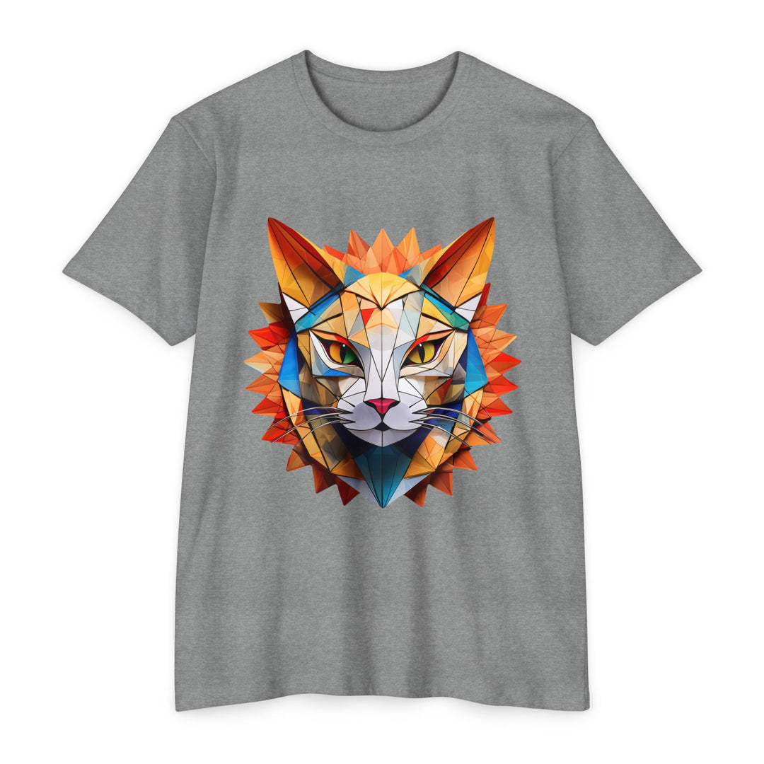 Geometric Feline T-Shirt - Modern Cat Art