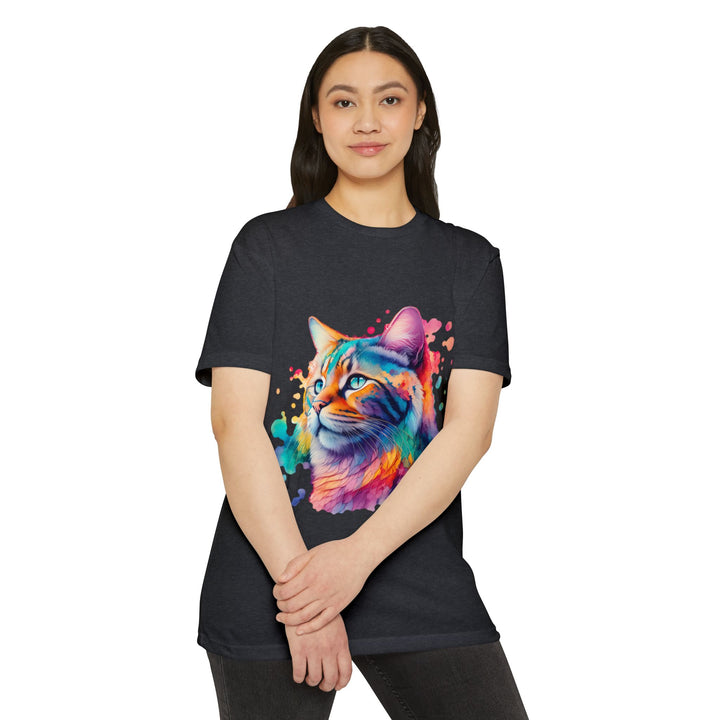 Vibrant Feline Elegance Shirt - Watercolor Cat Art