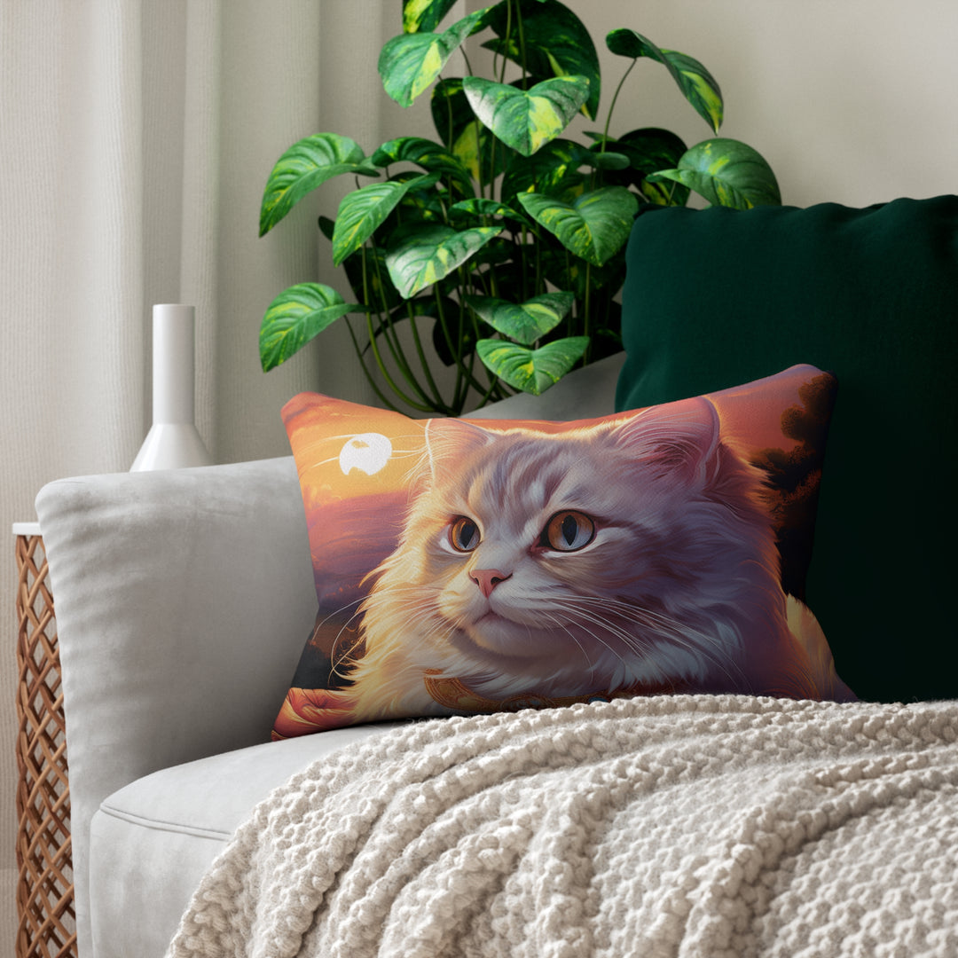 Serene Sunset Cat Lumbar Pillow – A Touch of Tranquility for Your Home