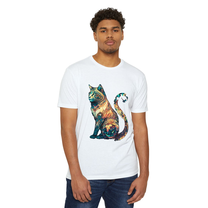 Geometric Feline Majesty Top - Stylish Unisex T-Shirt