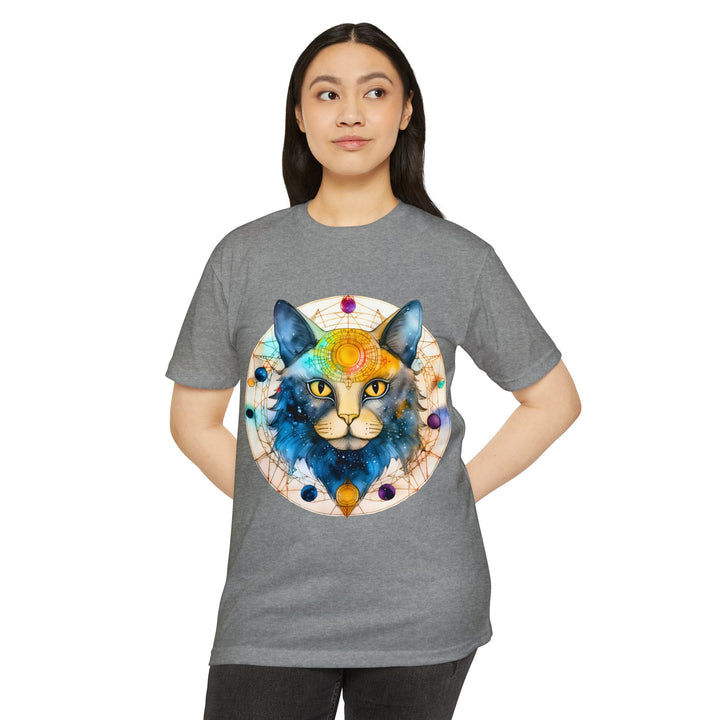 Galactic Feline Enlightenment Top - Cosmic Cat Artistry