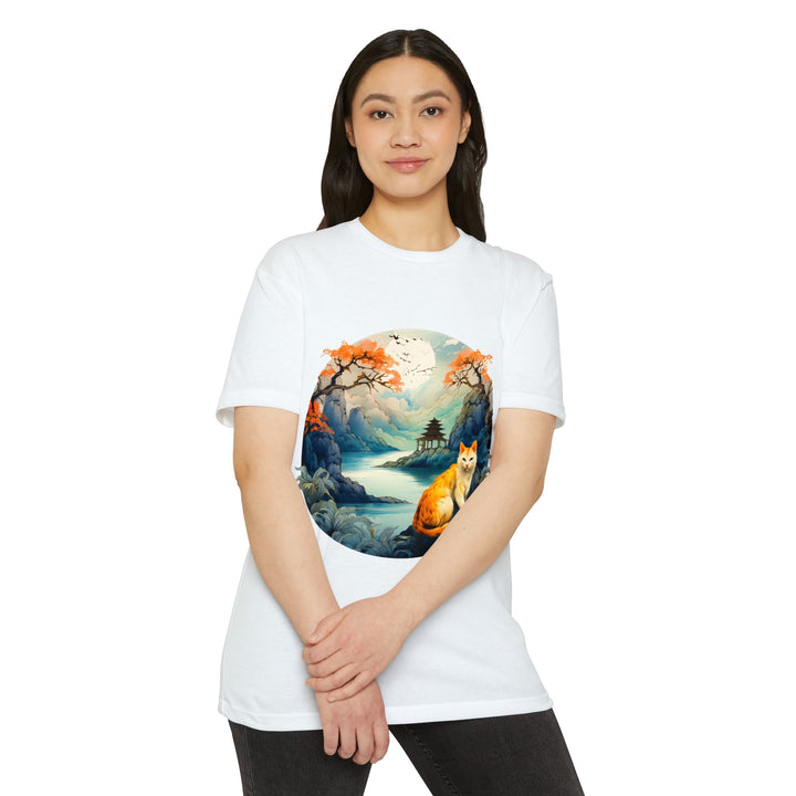 Eastern Mystique Cat Top - Unisex Scenic Landscape T-Shirt