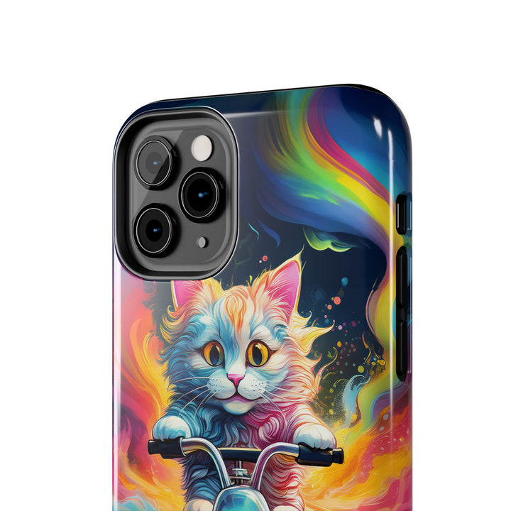 Motorbike Cat Tough Phone Case – Bold Protection with a Dash of Adventure