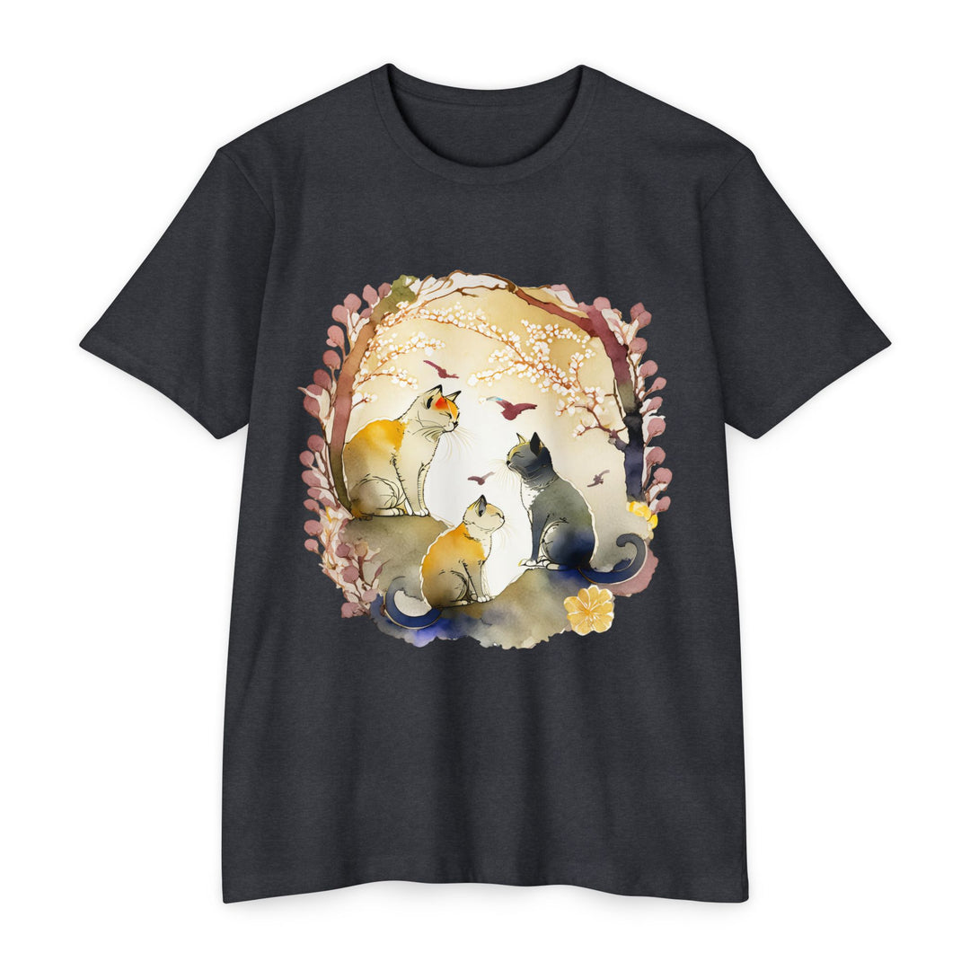 Whimsical Garden Cat Top - Unisex Watercolor Nature T-Shirt